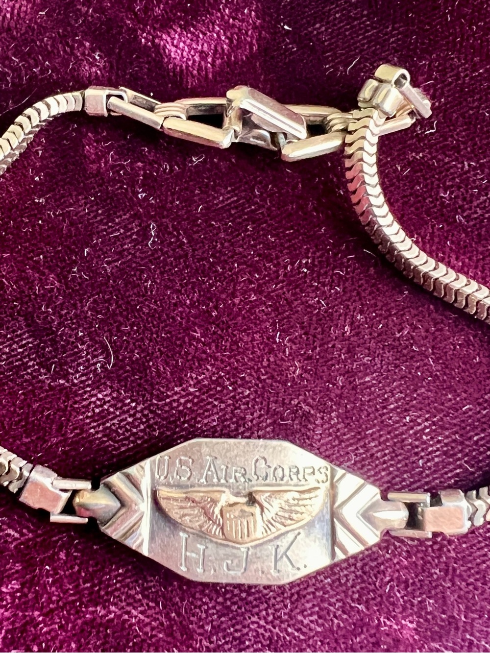 Vintage WW2 Army Air Corps Gold Filled Sweetheart Bracelet Kreisler